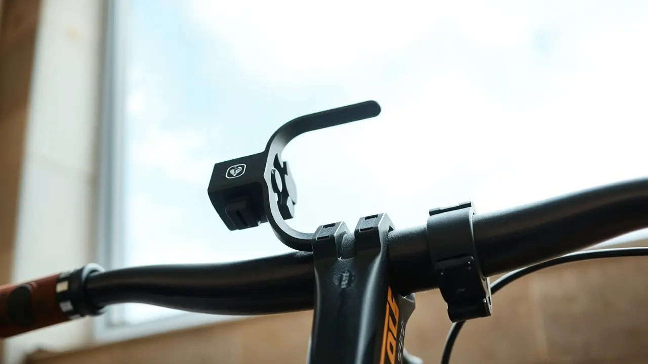 Kompaktes Faltrad mit montierter Klickfix-Halterung am Lenker für den schnellen Taschentransport