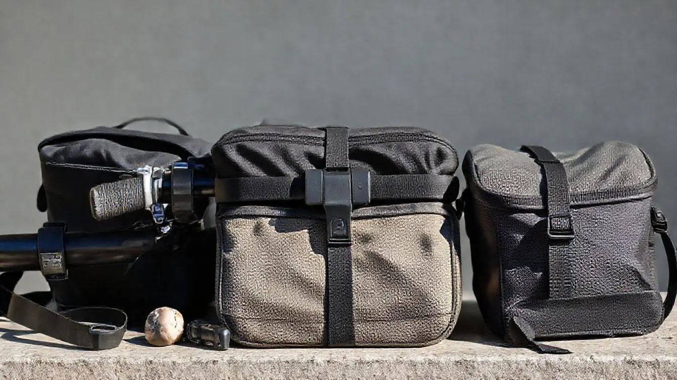 Klickfix-Lenkertasche montiert am Lenker eines kompakten Faltrads für den Arbeitsweg