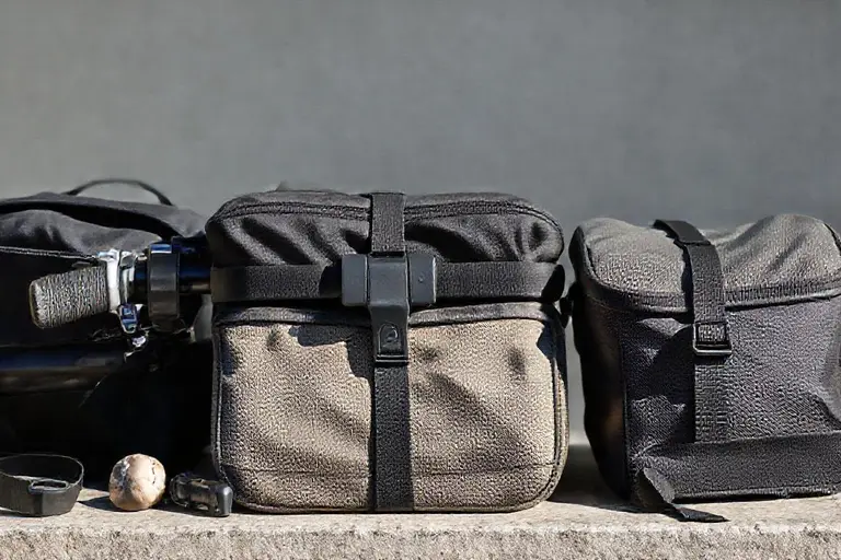 Klickfix-Lenkertasche montiert am Lenker eines kompakten Faltrads für den Arbeitsweg